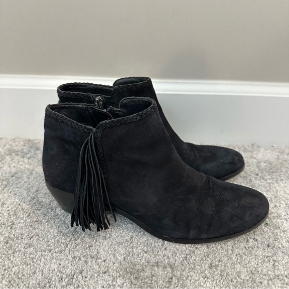 Sam Edelman Paige Black Fringe Ankle Boots - Picture 3 of 11